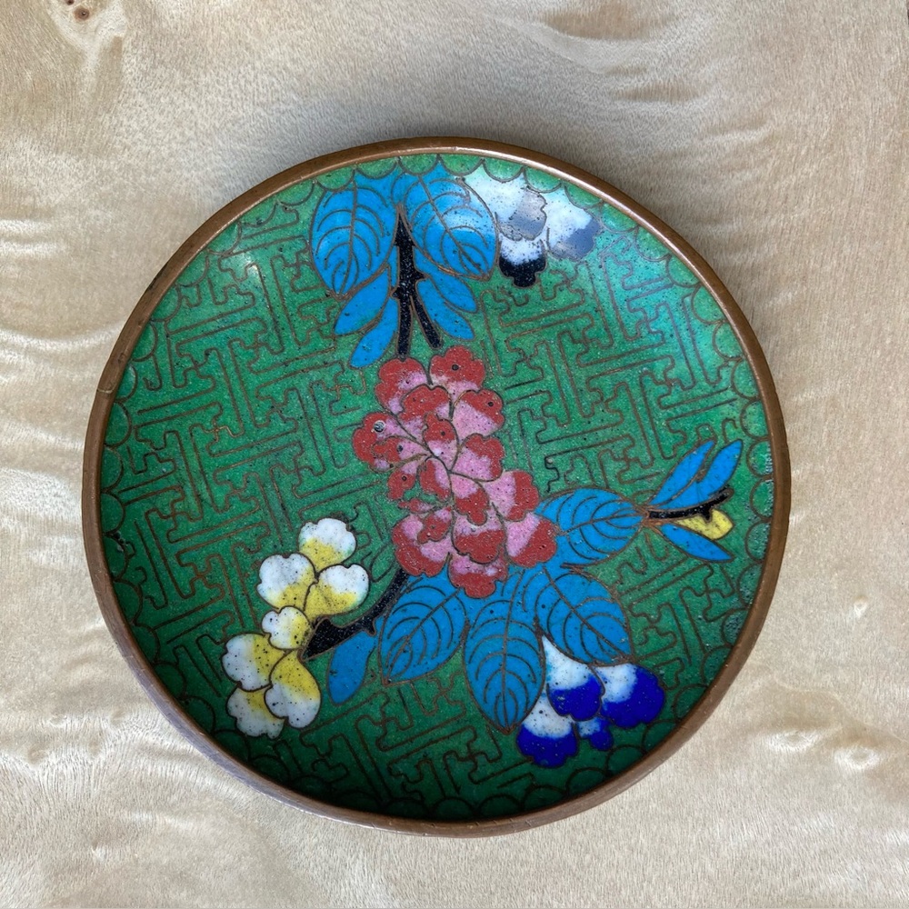 Cloisonnée Vintage Floral Trinket Dish